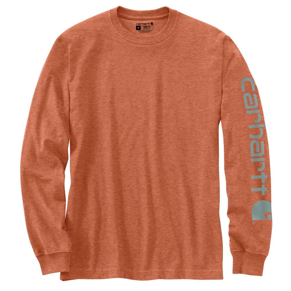 Carhartt Men's Medium Ginger Heather Cotton/Polyester TK0231 M Loose Fit  Heavy Weight Long Sleeve Graphic T-Shirt K231-Q02 - The Home Depot