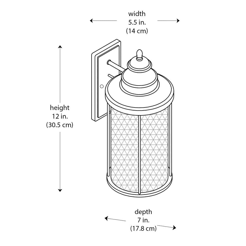 Black Industrial Lantern Sconce with Glass Shade