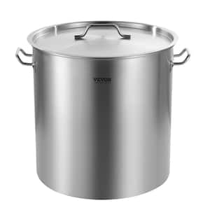 Commercial Stockpot 84 qt. Stainless Steel Nonstick in Silver Cookware Sauce Pot with Lid and Manual, Heavy Duty