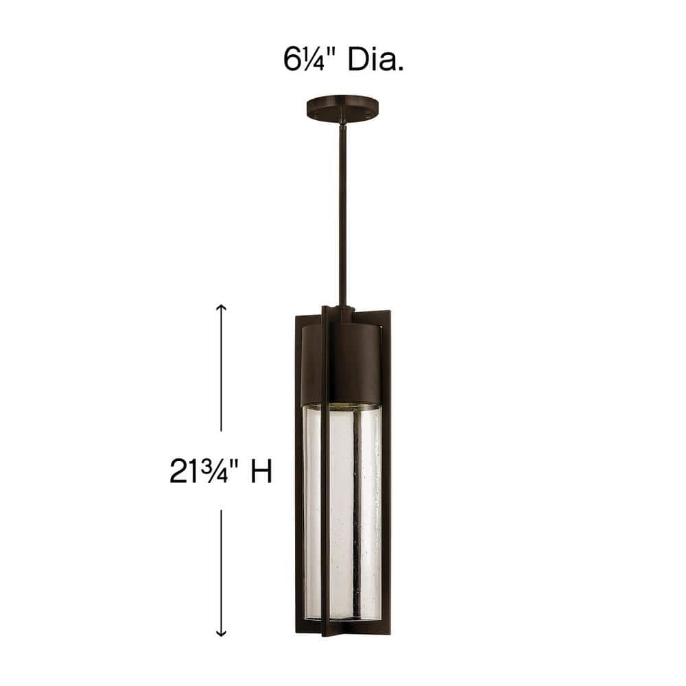 Buckeye Bronze Modern Outdoor Hanging Light with Clear Seedy Glass