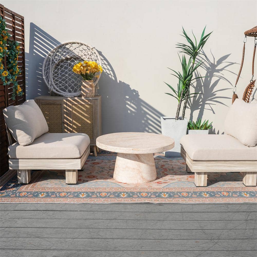 Origin 3-Piece Aluminum Patio Conversation Set with Beige Cushions, 31.5 in. W Round Magnesium Oxide Coffee Table price history on PriceWatchPro