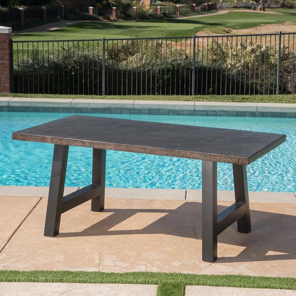 Noble House Valencia Brown Stone Outdoor Dining Table