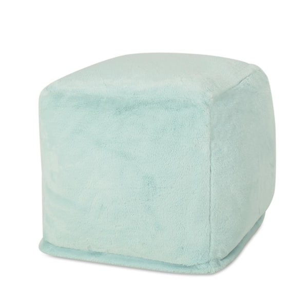 Noble House Loubar Baby Blue Faux Fur Cube Pouf