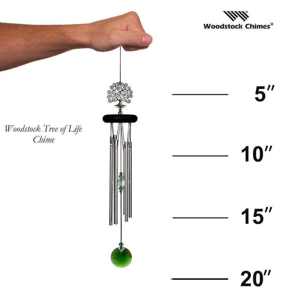 Crystal Accented Tree of Life Silver Wind Chime