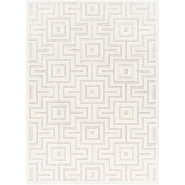 Livabliss San Diego Cream Geometric 5 ft. x 7 ft. Indoor/Outdoor Area Rug