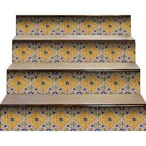 Yellow/Blue 8 in. x 8 in. Vinyl Peel and Stick Removable Tile Stickers (10.56 sq. ft./Pack)