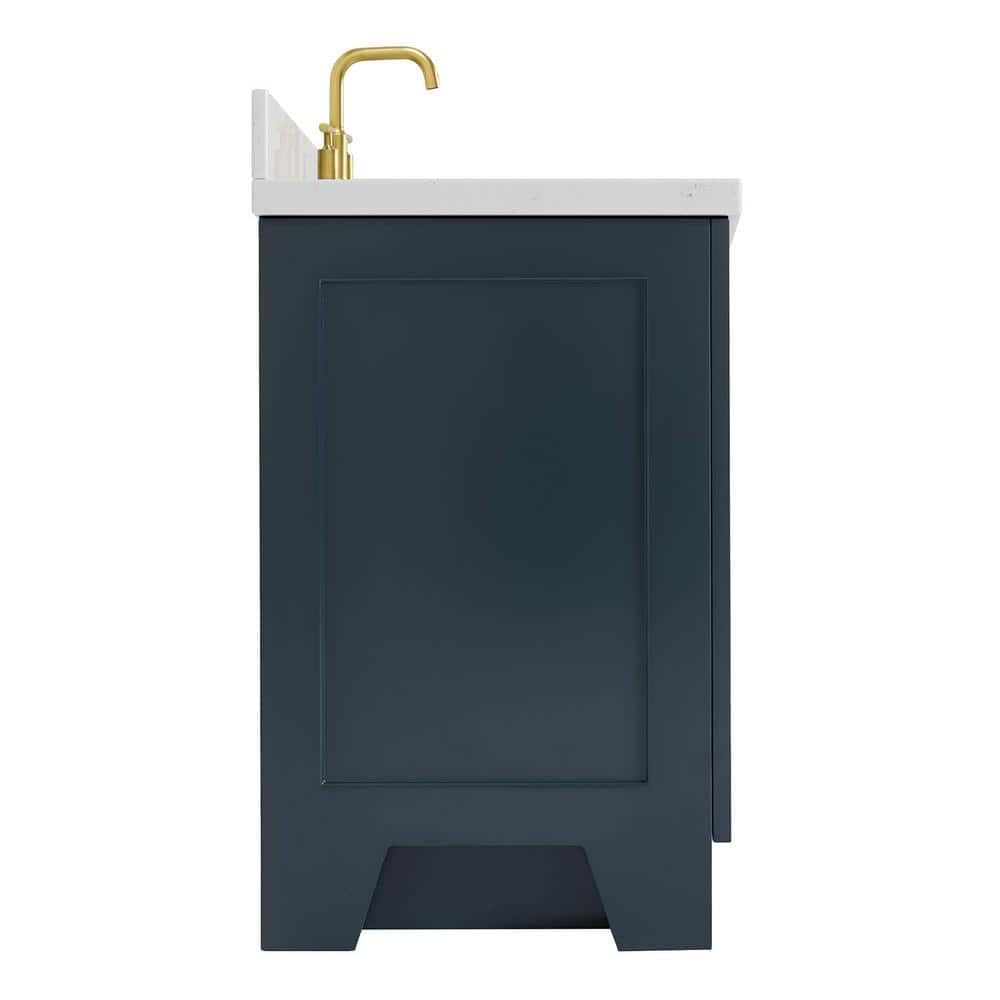 Midnight Blue Freestanding Single Vanity with Carrara Quartz Top
