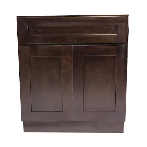 Design House Brookings Plywood Ready to Assemble Shaker 33x34.5x24 in. 2-Door 1-Drawer Base Kitchen Cabinet in Espresso
