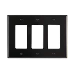 3 gang faceplate outlet box cover with 3 double D cutouts for 0.75 dia.  locks with 0.64 Flat to Flat width