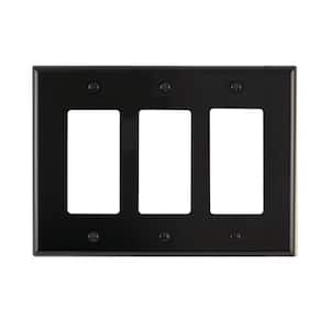 Black 3-Gang Decorator/Rocker Wall Plate (1-Pack)