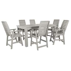 Weatherley Harbor Gray Counter Height Plastic Outdoor Dining Set in Harbor Gray Set of 6