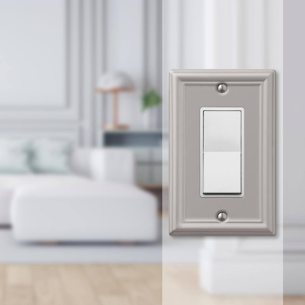 Amerelle Chelsea Brushed Nickel 1-Gang Stamped Steel Wall Plate
