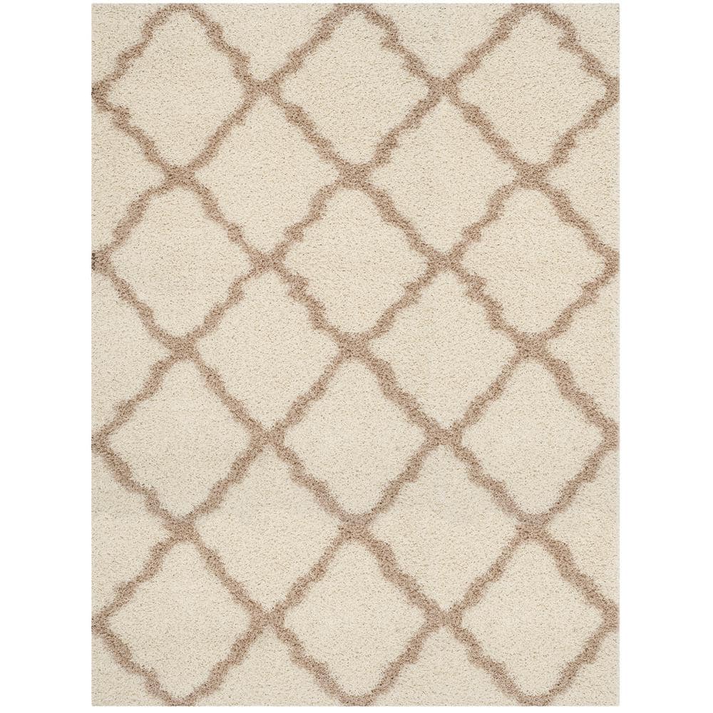 Ivory & Beige Luxe Shag 8' x 10' Hand-knotted Synthetic Rug