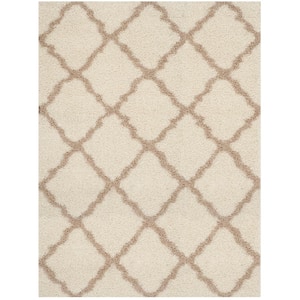 Dallas Shag Ivory/Beige 9 ft. x 12 ft. Geometric Diamond Trellis Area Rug