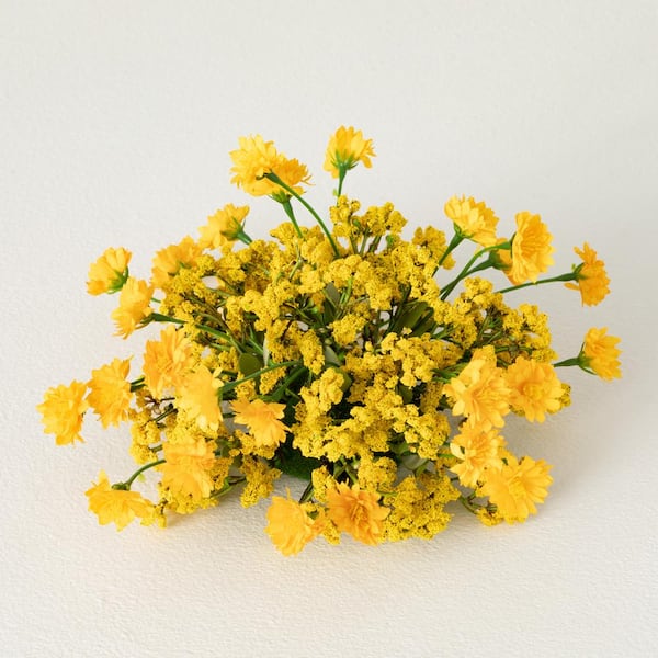 SULLIVANS 10.5 in. Yellow Artificial Wildflower Orb
