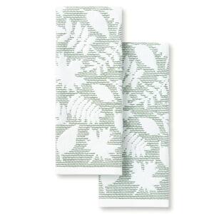 Woodland Harvest Jacquard Leaves Green Cotton Kitchen Towel Set 16 in. x 28 in. (2-Pack)