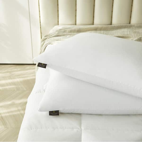 2 Pack Firm White Duck Feather & Down Bed Pillow - King | BOKSER Home