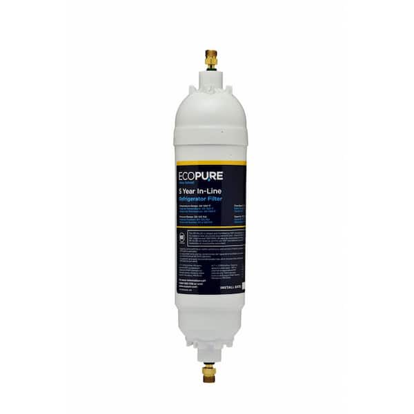 EcoPure 5-Year In-Line Refrigerator Water Filter - Includes both 1/4 in. Compression and Push to Connect Fittings