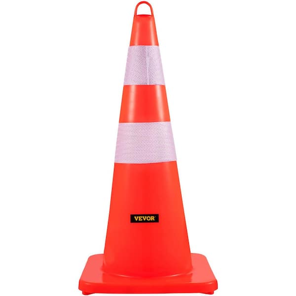 28 in. Traffic Cones PVC Orange Safety Cone with Weighted Base and Hand-Held Ring for Traffic Control (12-Pack)