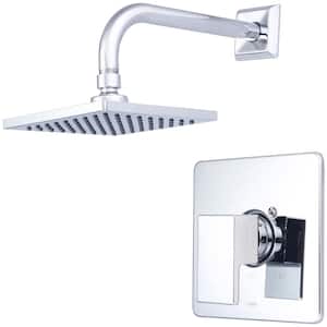 Mod 1-Handle Wall Mount Shower Faucet Trim Kit in Polished Chrome with 6 in. Square Showerhead (Valve not Included)
