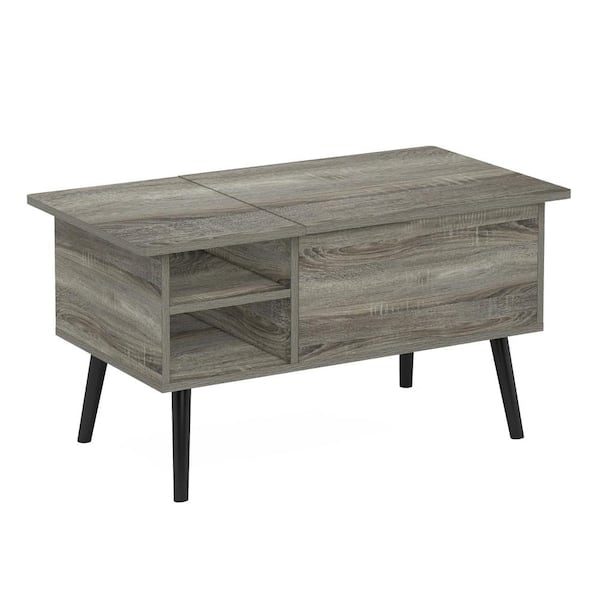 Furinno Jensen 35.43 in. French Oak Grey Rectangle Wood Coffee Table With Lift Top