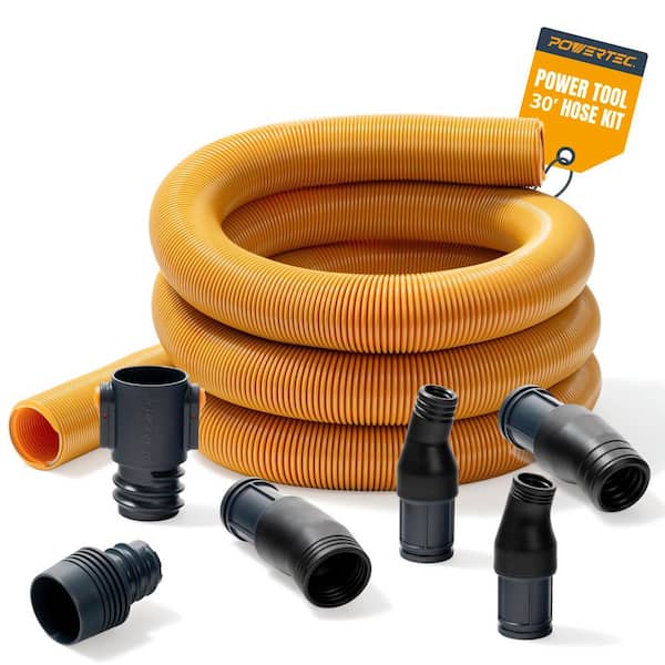 Power Tool Hose Kit with 30 ft. Vacuum Hose, 4 Quick Change Adapters & Threaded Coupler