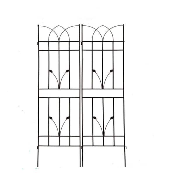 71 x 17.7 Black Metal Garden Trellis for Climbing Plants Outdoor Flower Support in (2-Pack)