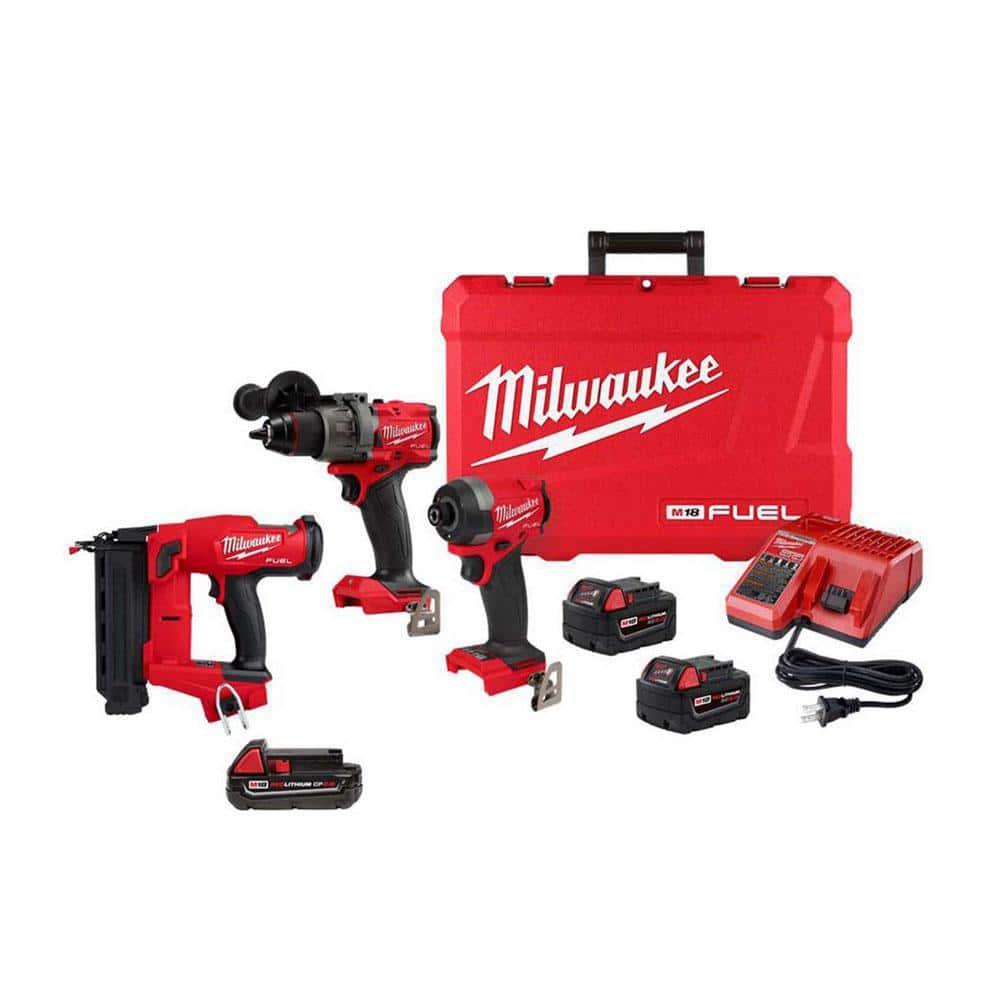 M18 FUEL 18V Lithium-Ion Brushless Cordless Combo Kit w/M18 FUEL 18-Gauge Brad Nailer & 2.0ah Battery -  Milwaukee