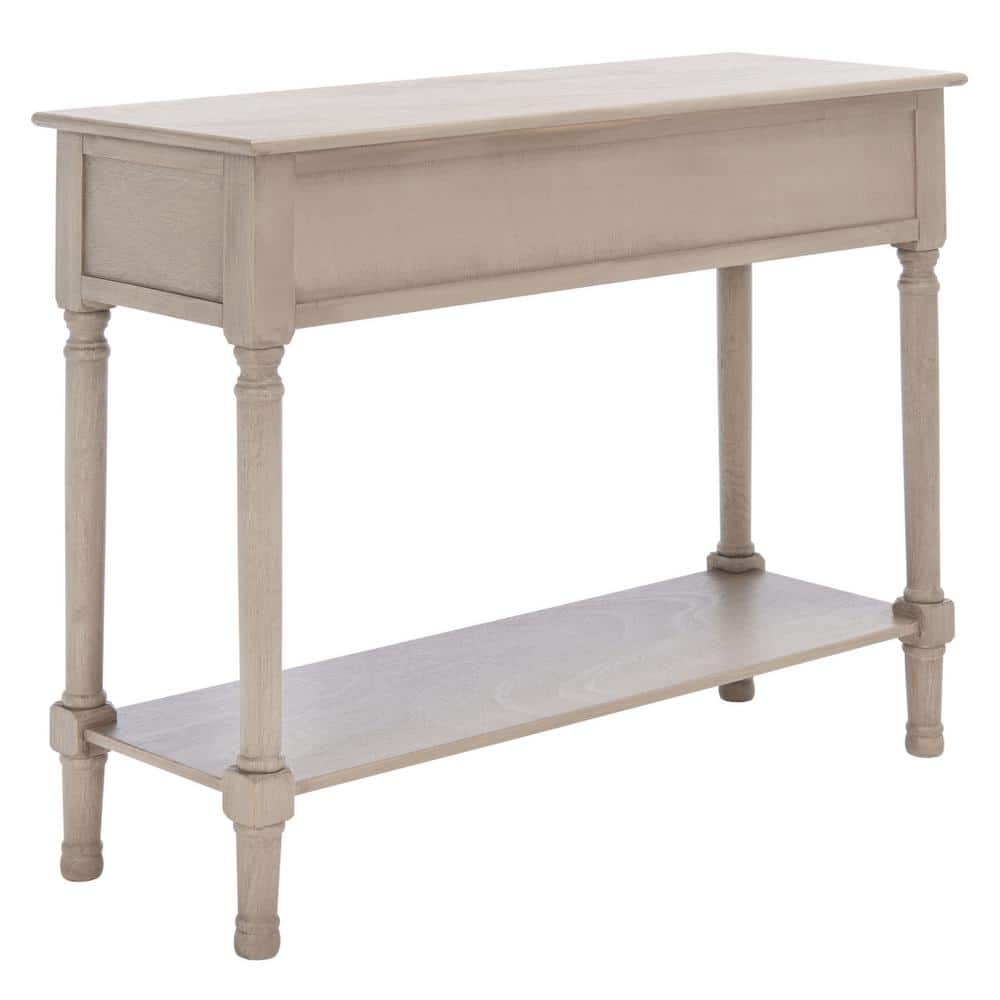 Greige Wood 2-Drawer Console Table with Storage