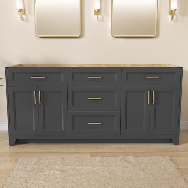 Getpro 72 in. W x 21.5 in. D x 33.5 in. H Bath Vanity Cabinet without Top Bathroom Vanities Cabinet in Matte Grey