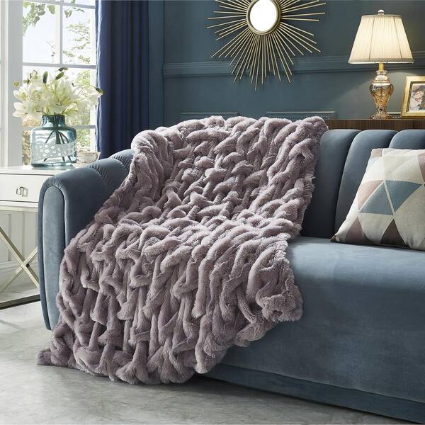 Black Soft Plush Luxury Long Haired Faux Fur Throw Blanket