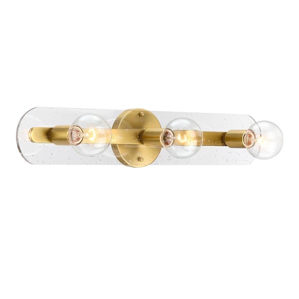 Demi 24 in. 3-Light Brushed Gold Modern Vanity Light with Artisan Cast Glass Shade
