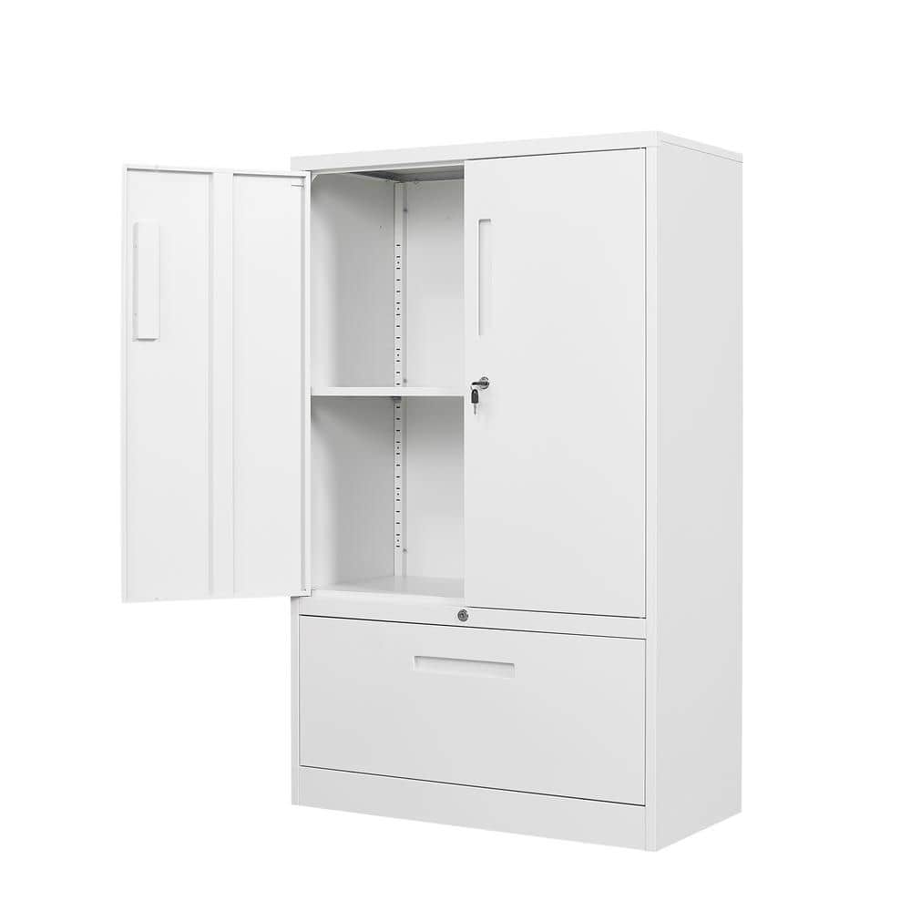  JINKUR Metal Storage Cabinet with Locking Doors and 4  Adjustable Shelves, 86.6-Inch Extra Tall Lockable Steel Storage Cabinets  for Home Office Garage Kitchen Pantry (White) : Home & Kitchen
