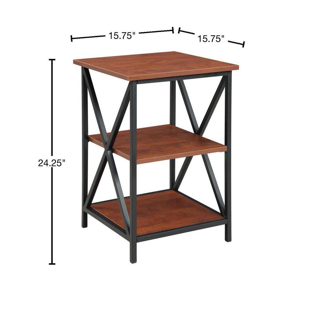 Contemporary Tucson 16'' Black & Cherry 3-Tier End Table