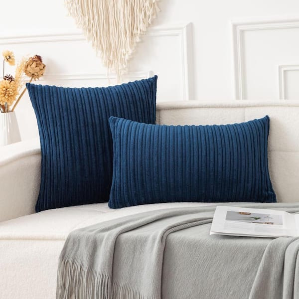 LOKWT 12x20 in Velvet Corduroy Striped Lumbar Pillow Covers Set of