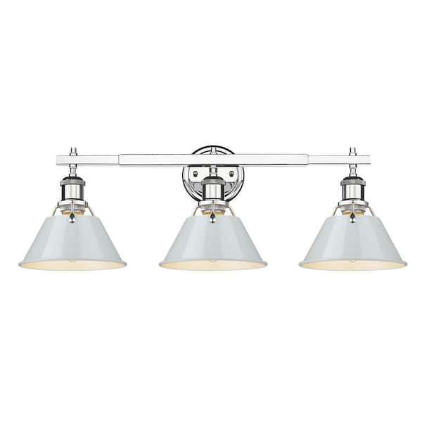 Golden Lighting Orwell 27.25 in. 3-Light Chrome and Dusky Blue Vanity ...