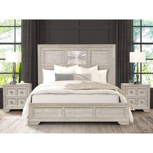 Furniture of America Artello 3-Piece Light Gray Wood Frame King Panel ...