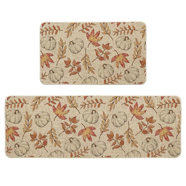 17 in. x 29 in. and 17 in. x 47 in. Polyester and Rubber Low-Profile Indoor and Outdoor Kitchen Mats Set