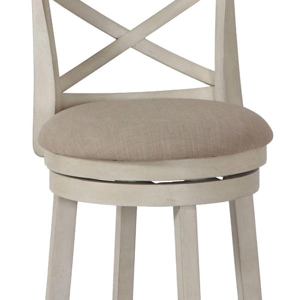 Benjara Liam 30 in. Ivory Backless Wood Barstool, Swivel Seat, High Density  Foam Cushion BM274278 - The Home Depot