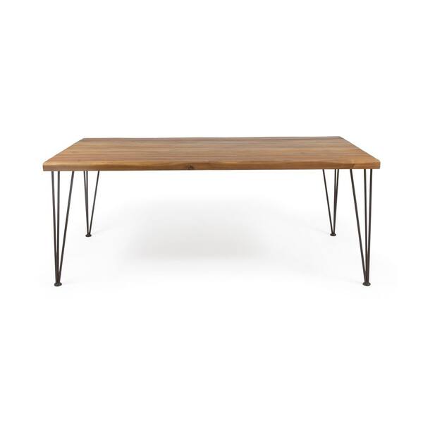 72.00 in. Rectangular Wood and Metal Outdoor Dining Table, Teak