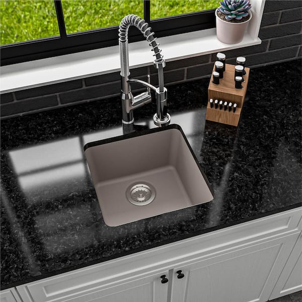 Karran Gray Quartz 17 in. Undermount Bar Sink