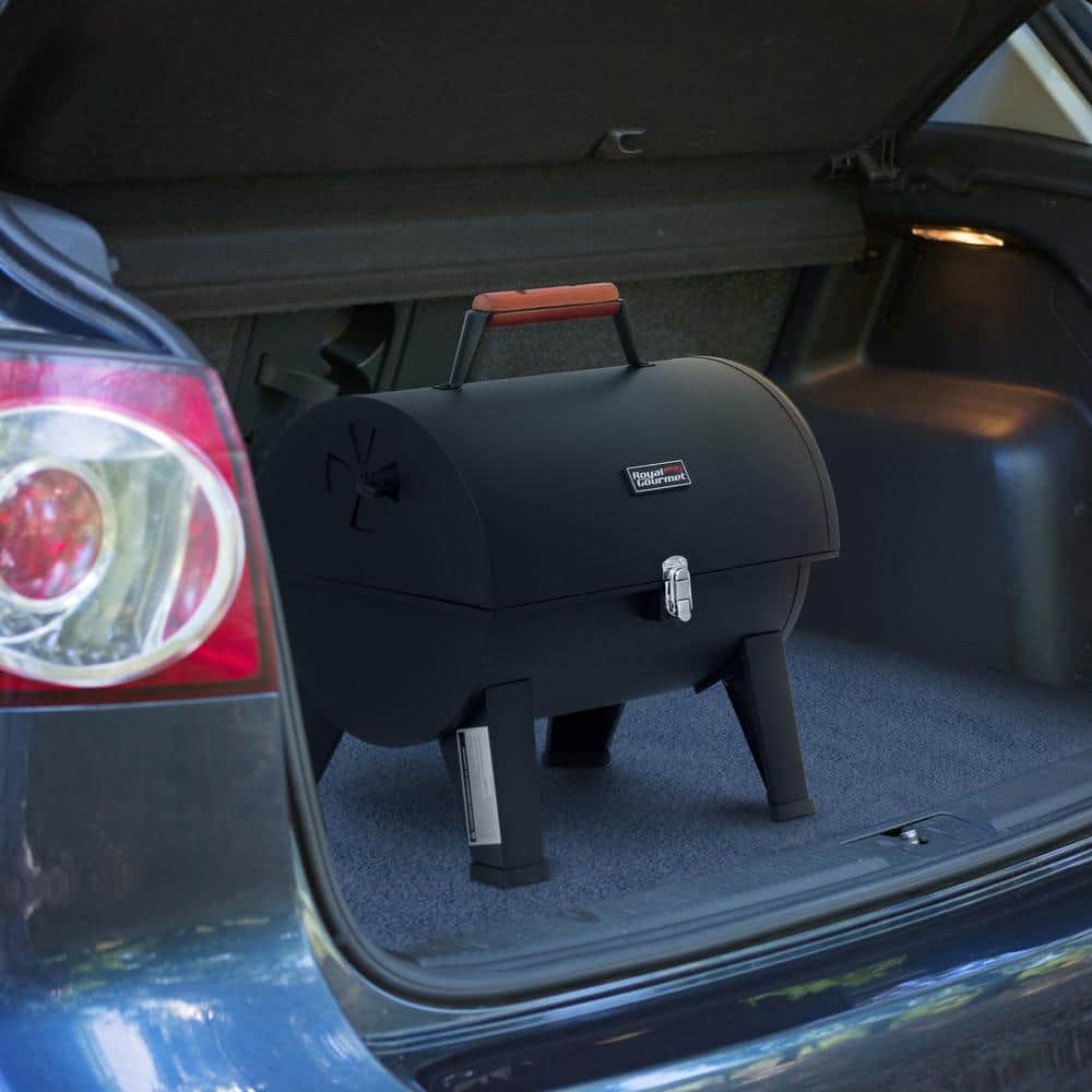 Royal Gourmet Compact Black Portable Charcoal Grill with Side Cooking Area