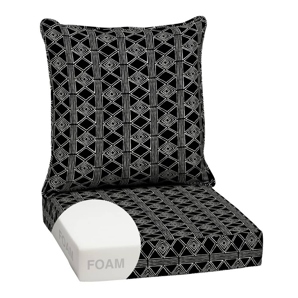 24 in. x 24 in. 2-Piece Foam Deep Seating Outdoor Lounge Chair Cushion in Black Global Stripe price history on PriceWatchPro