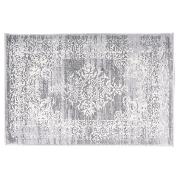 World Rug Gallery Vintage Distressed Traditional Design 2 ft. x 3 ft. Gray Area Rug