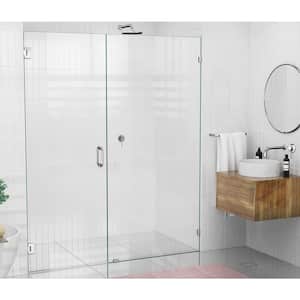 Illume 64 in. W x 78 in. H Wall Hinged Frameless Shower Door in Chrome Finish with Clear Glass