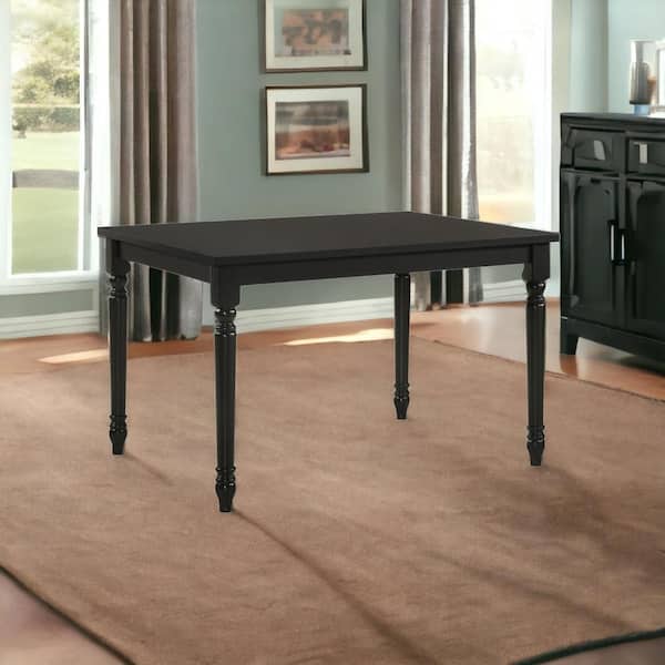 Black Wood 47.5 in. 4 Legs Dining Table Seats 4