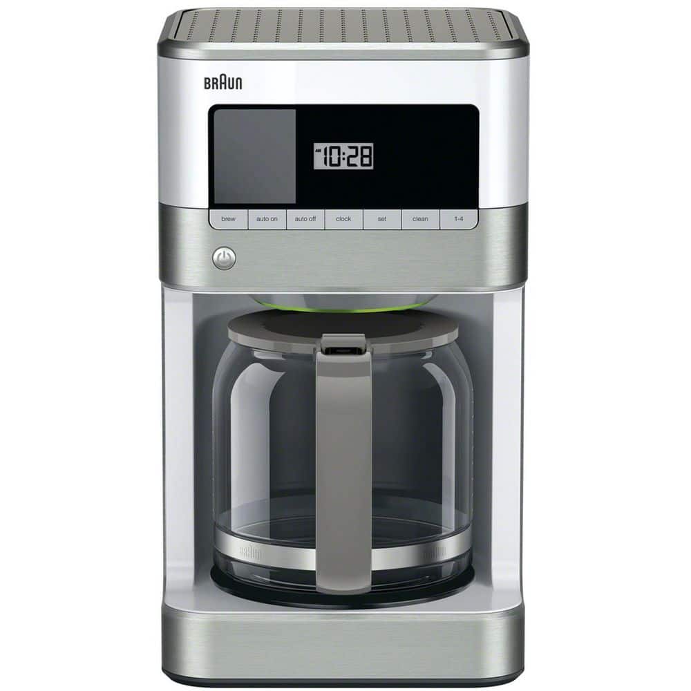 Braun BrewSense 12-cup Drip Coffee Maker - KF6050WH - Stainless Steel/White: Automatic Shut-Off, Glass Carafe, 1000W