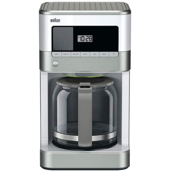 BrewSense 12-Cup Programmable White and Stainless Steel Drip Coffee Maker with Temperature Control