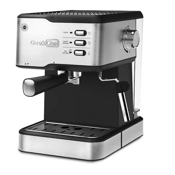 Siavonce Included Cup Silver Steel Cappuccino Latte Coffee Maker, 20 Bar Pump, ESE POD Capsules Filter Milk Steam Wand, Black