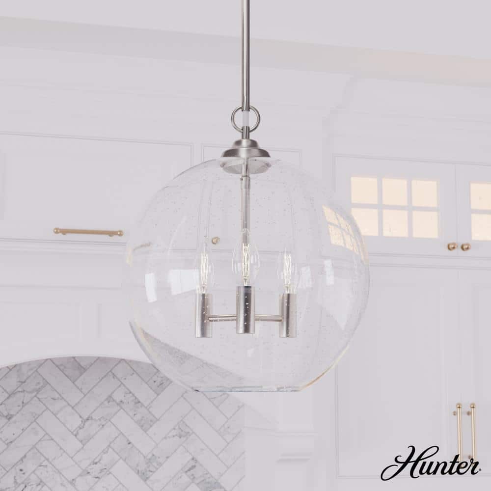 High Oaks Brushed Nickel Globe Pendant Light with Clear Glass Shade
